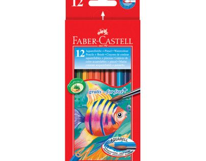مداد آبرنگی - جعبه مقوایی - طرح ماهی 12 رنگ